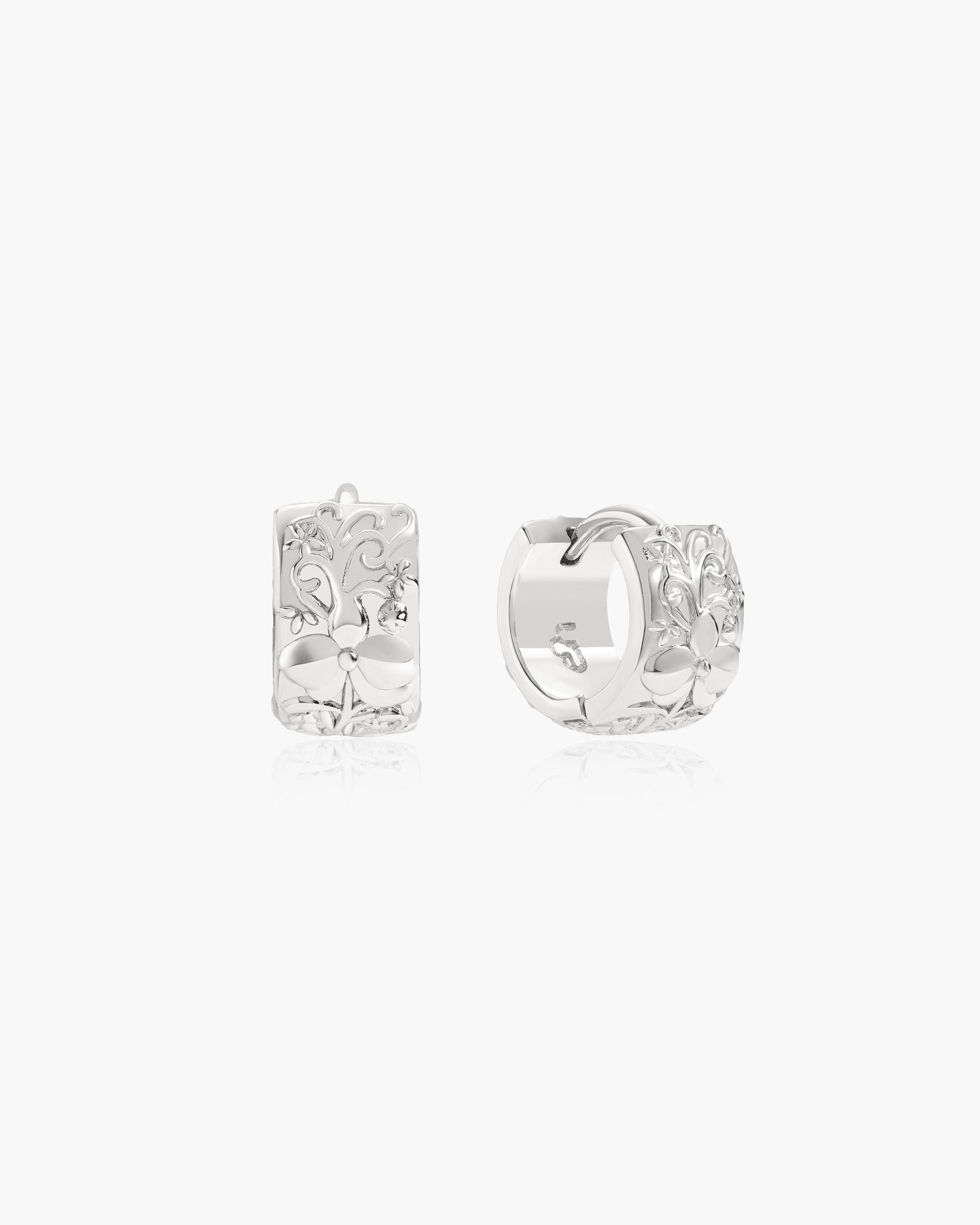 Serenade of Orchid Hoops in Silver